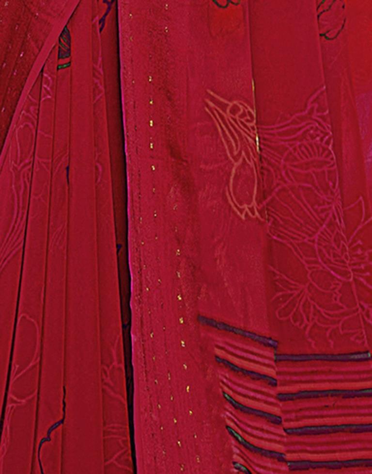 Red Georgette Printed Saree