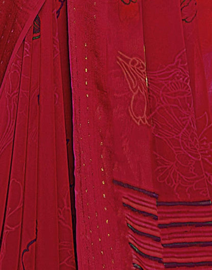 Red Georgette Printed Saree