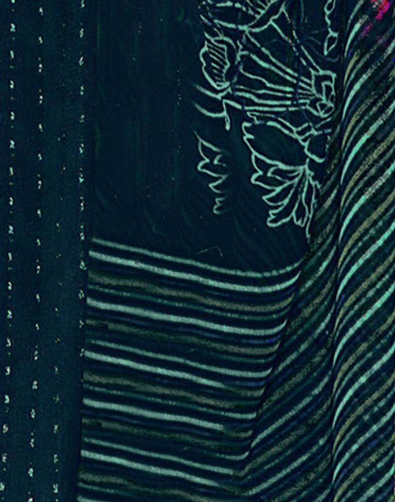 Navy Blue Georgette Printed Saree
