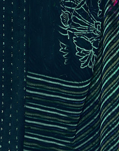 Navy Blue Georgette Printed Saree