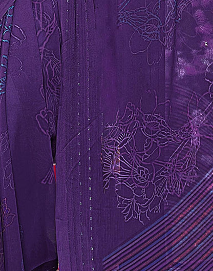 Purple Georgette Printed Saree