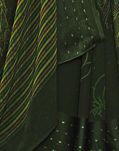 Army Green Georgette Printed Saree