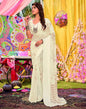 Cream Georgette Printed Saree