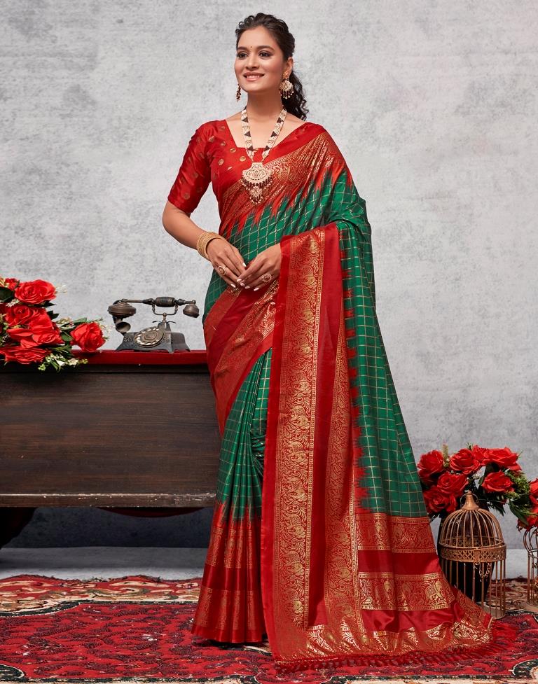 Red Silk Printed Saree