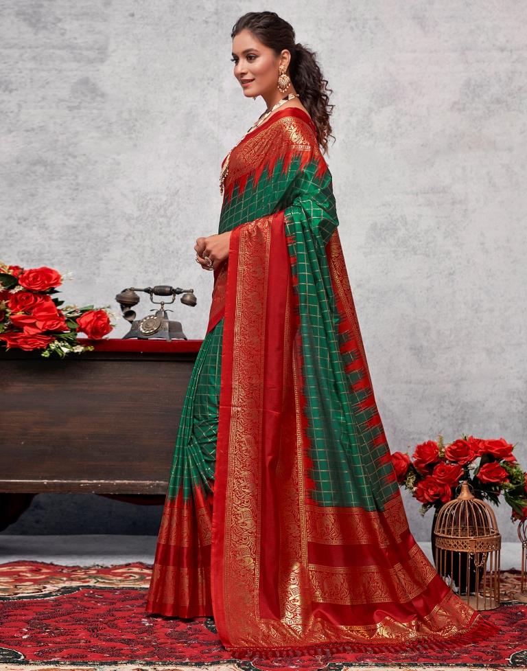 Red Silk Printed Saree