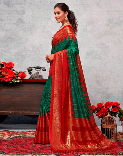 Red Silk Printed Saree