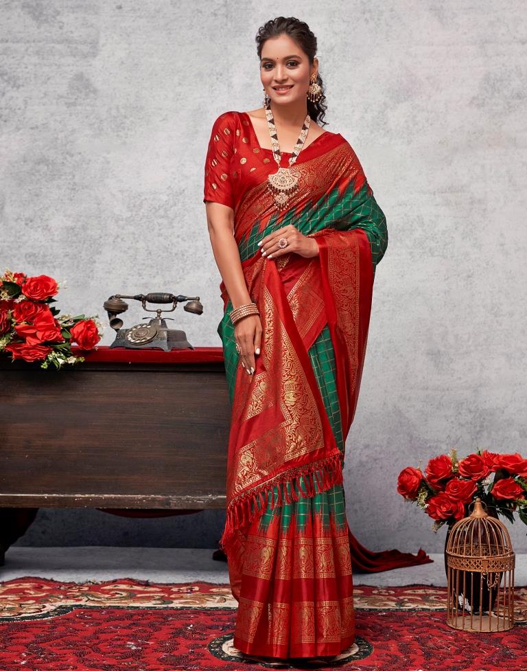 Red Silk Printed Saree