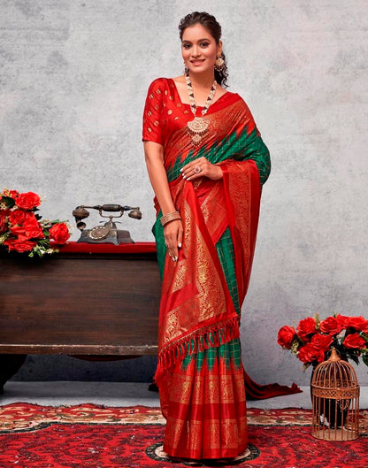 Red Silk Printed Saree