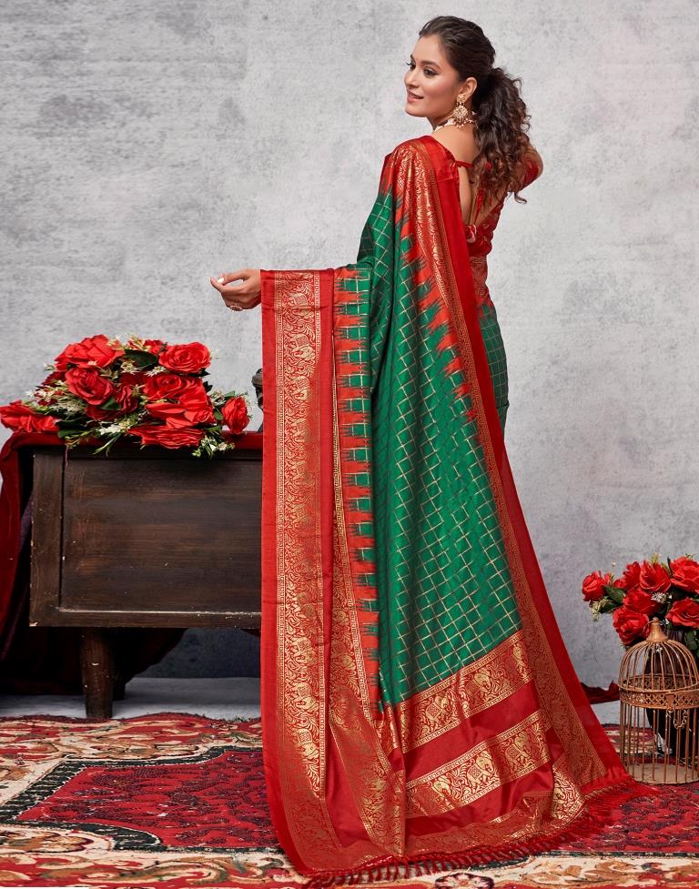 Red Silk Printed Saree