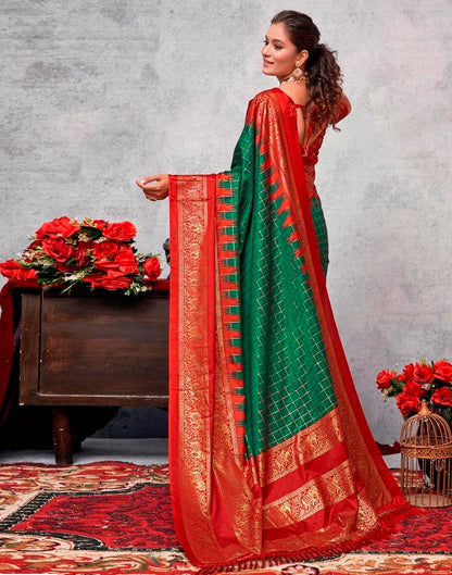 Red Silk Printed Saree
