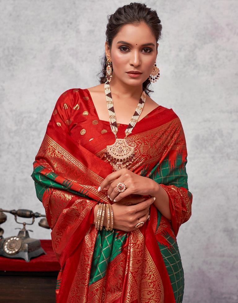 Red Silk Printed Saree