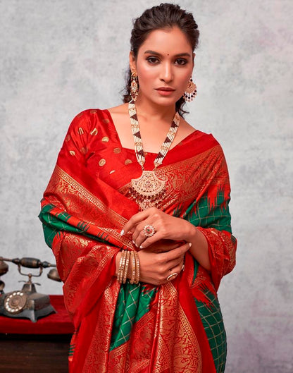 Red Silk Printed Saree