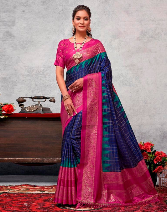 Magenta Silk Printed Saree