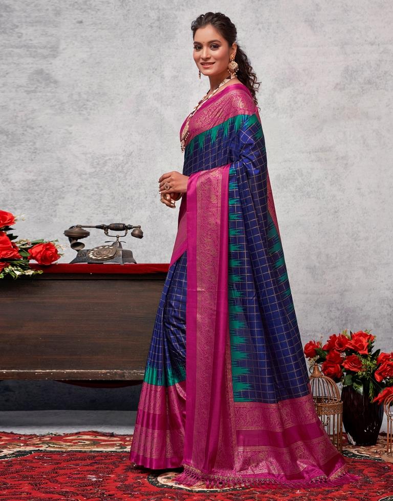 Magenta Silk Printed Saree