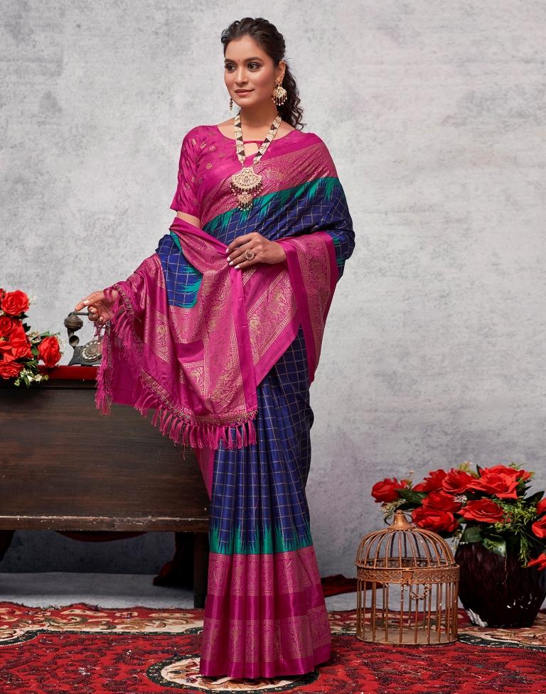 Magenta Silk Printed Saree