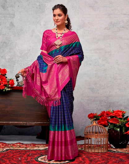 Magenta Silk Printed Saree