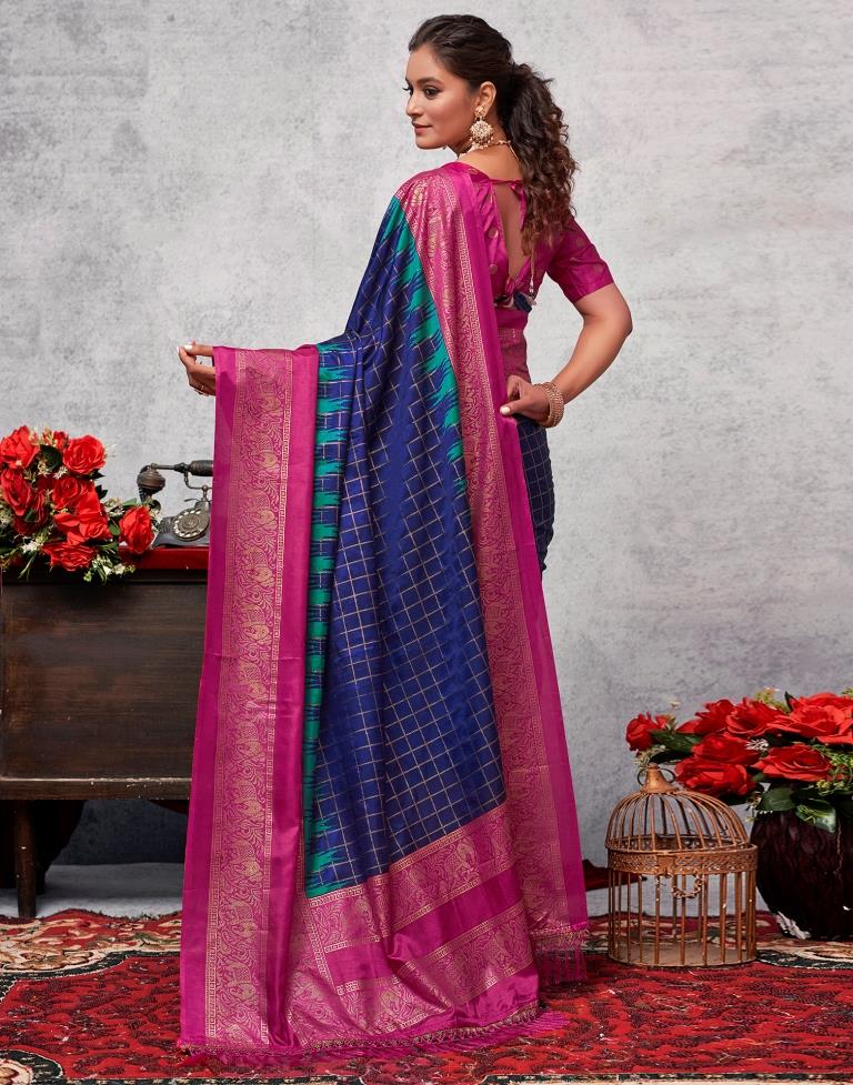 Magenta Silk Printed Saree