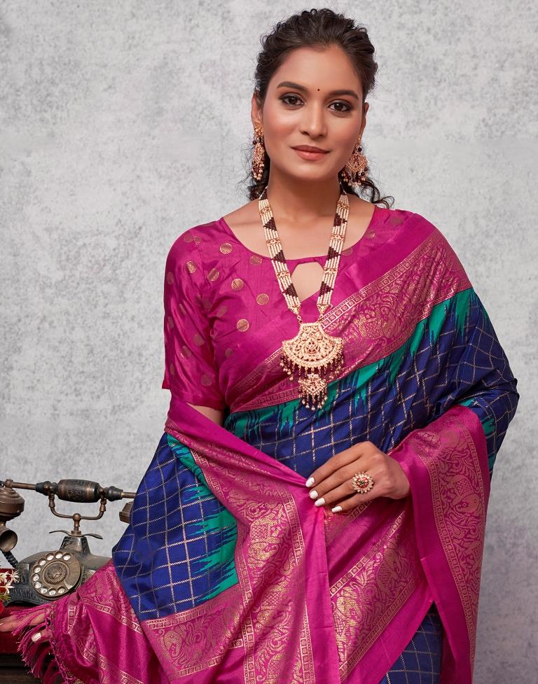 Magenta Silk Printed Saree