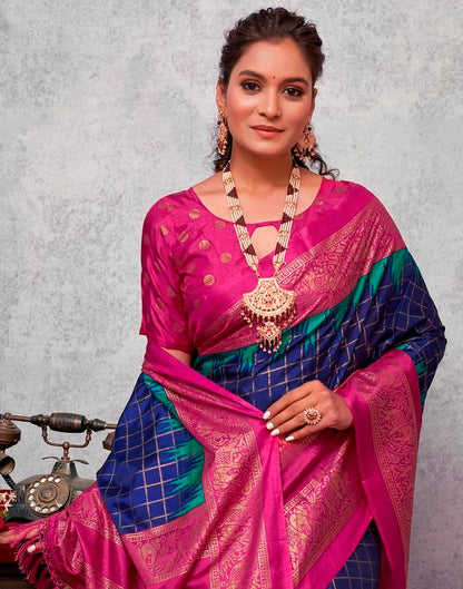 Magenta Silk Printed Saree