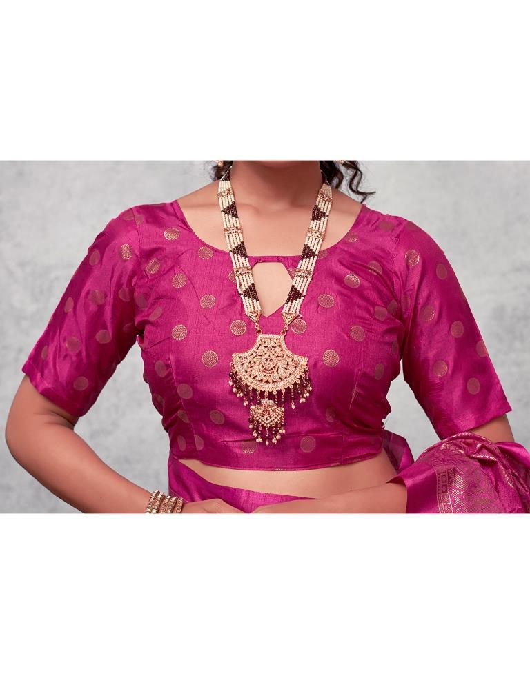 Magenta Silk Printed Saree