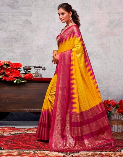 Deep Pink Silk Printed Saree