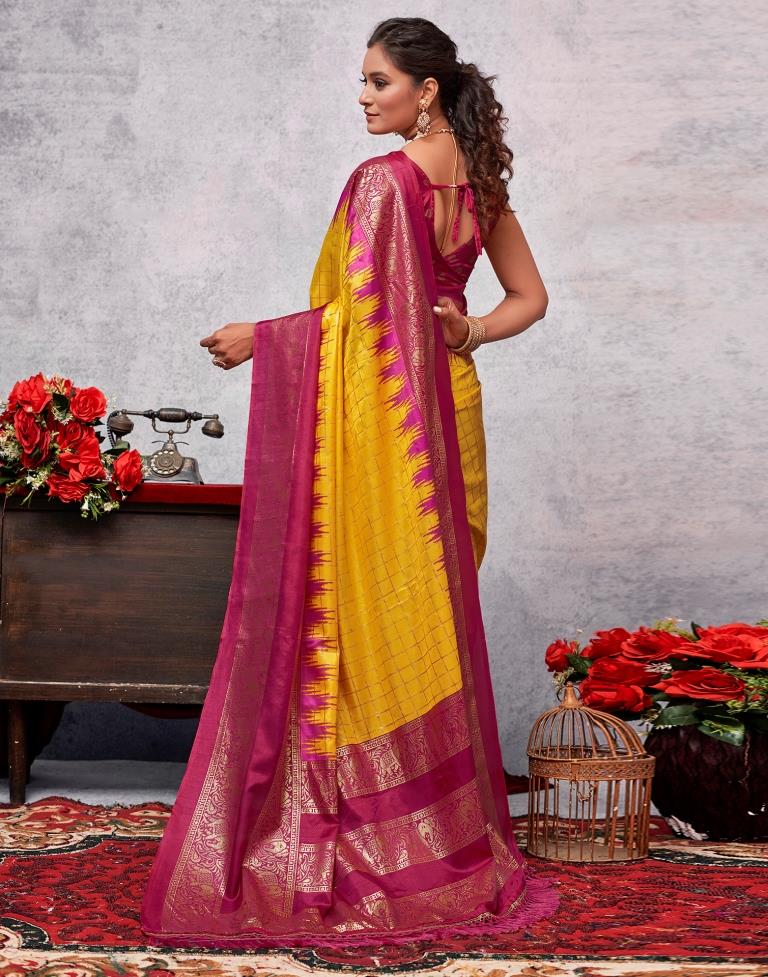 Deep Pink Silk Printed Saree
