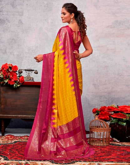 Deep Pink Silk Printed Saree