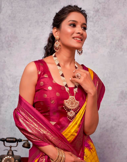 Deep Pink Silk Printed Saree