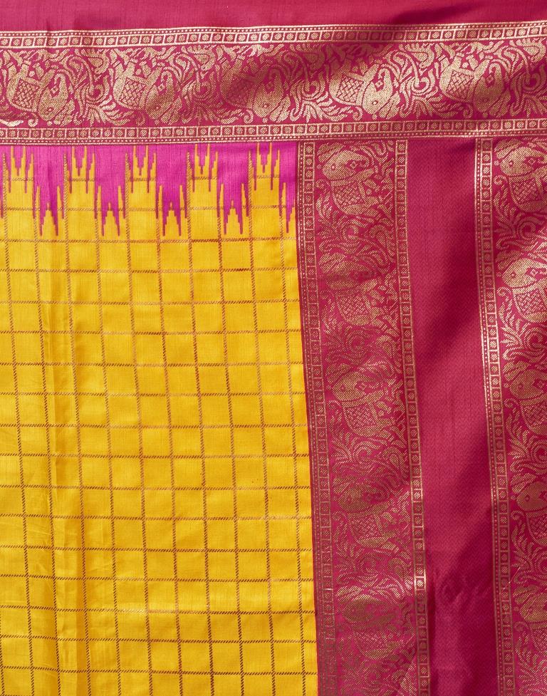 Deep Pink Silk Printed Saree
