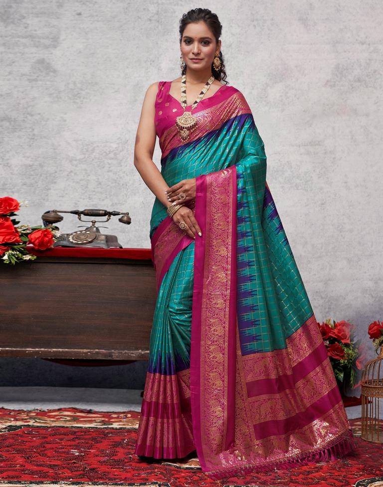Magenta Silk Printed Saree
