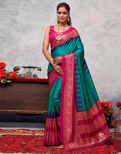 Magenta Silk Printed Saree