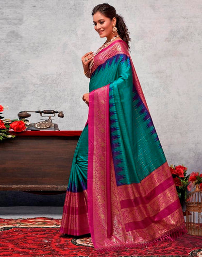 Magenta Silk Printed Saree