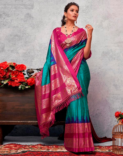 Magenta Silk Printed Saree