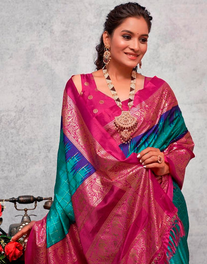 Magenta Silk Printed Saree