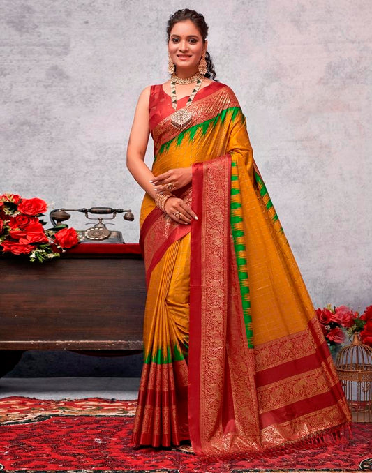 Red Silk Printed Saree