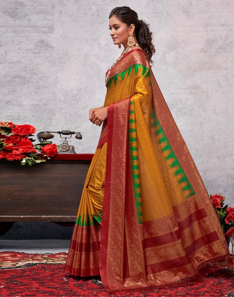 Red Silk Printed Saree