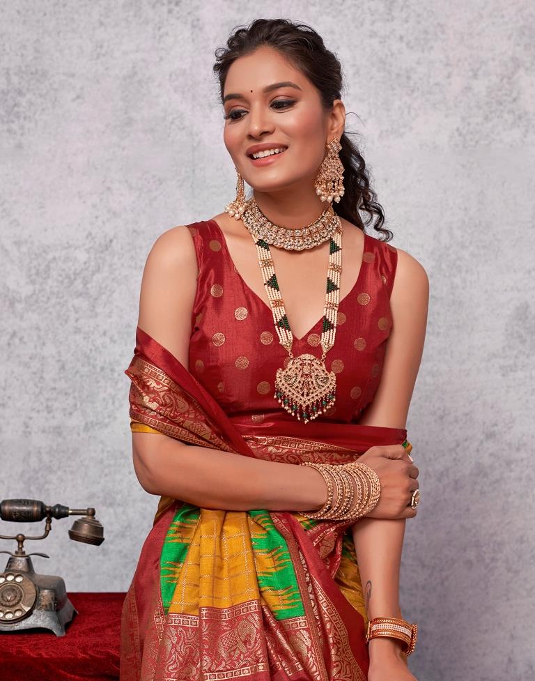 Red Silk Printed Saree