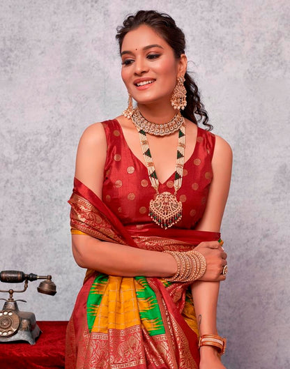 Red Silk Printed Saree