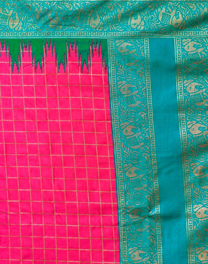 Teal Blue Silk Printed Saree