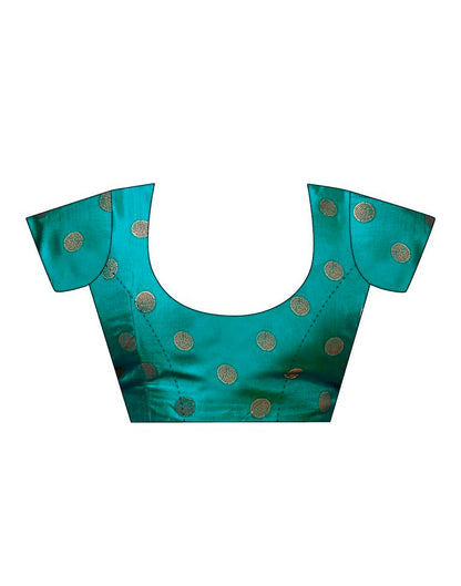 Teal Blue Silk Printed Saree