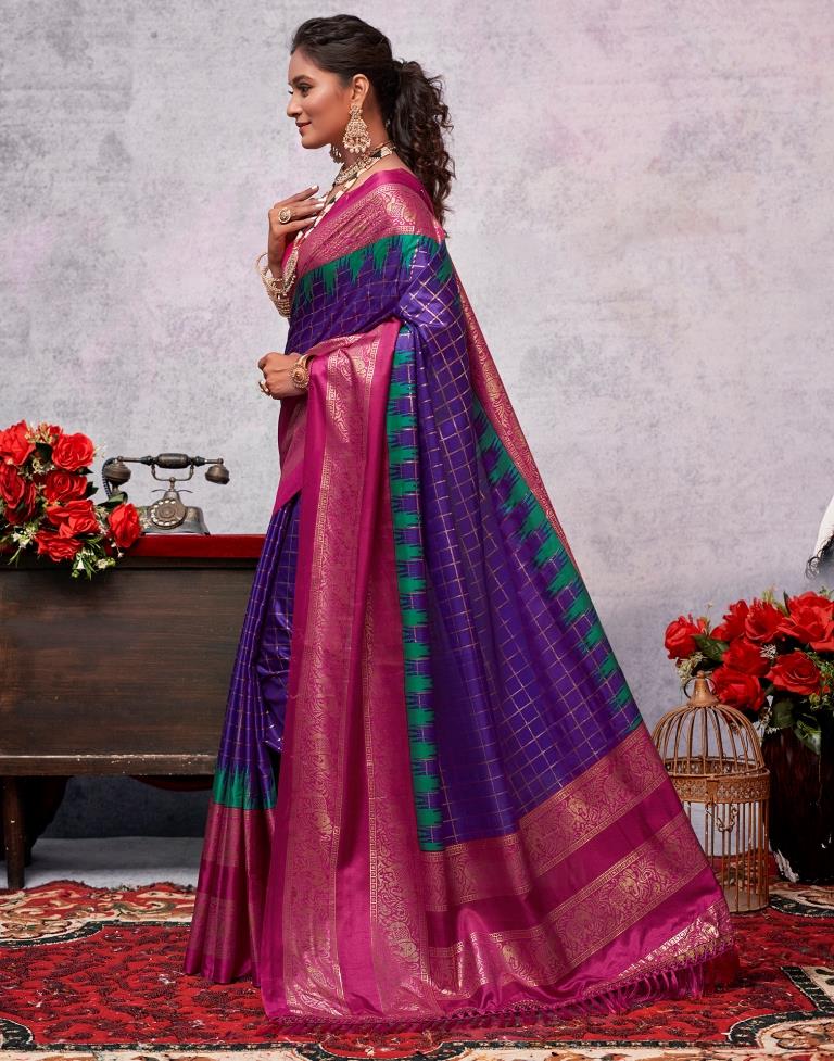 Magenta Silk Printed Saree