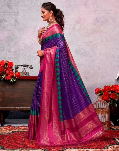 Magenta Silk Printed Saree