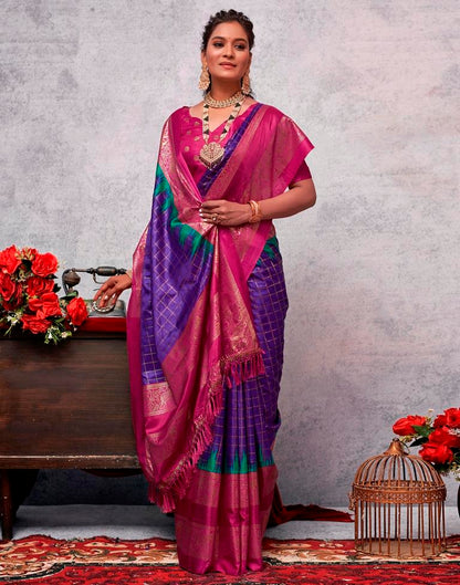 Magenta Silk Printed Saree