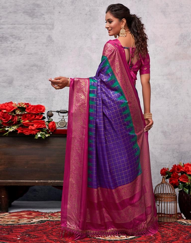 Magenta Silk Printed Saree