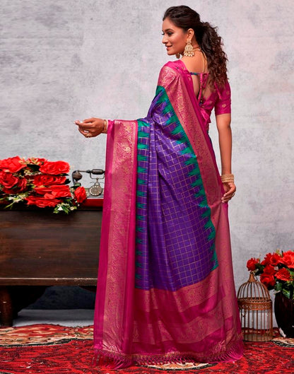 Magenta Silk Printed Saree