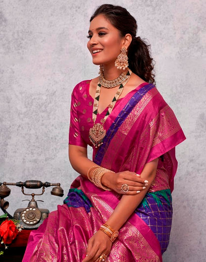 Magenta Silk Printed Saree