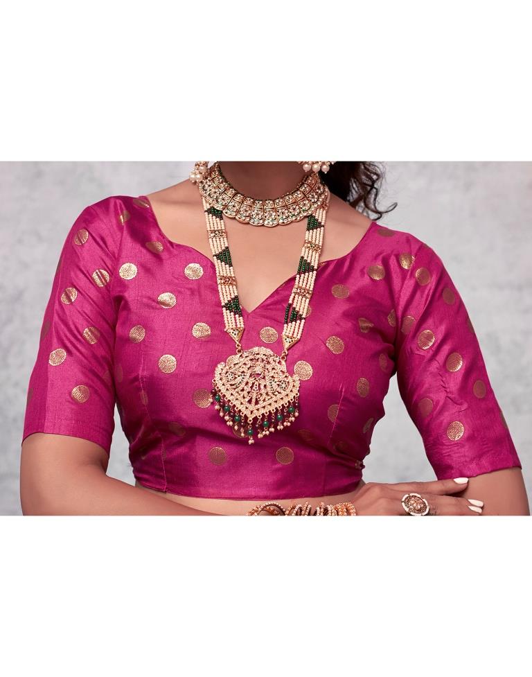 Magenta Silk Printed Saree