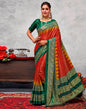 Dark Green Silk Printed Saree