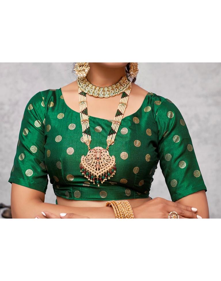 Dark Green Silk Printed Saree