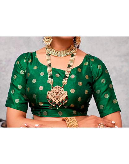 Dark Green Silk Printed Saree